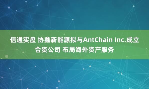 信通实盘 协鑫新能源拟与AntChain Inc.成立合资公司 布局海外资产服务