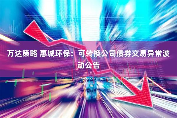万达策略 惠城环保：可转换公司债券交易异常波动公告